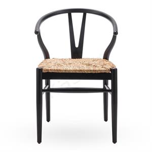 Wishbone Hasırlı Sandalye - Siyah