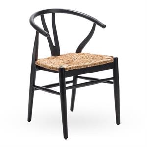 Wishbone Hasırlı Sandalye - Siyah