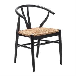Wishbone Hasırlı Sandalye - Siyah