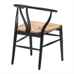 Wishbone Hasırlı Sandalye - Siyah