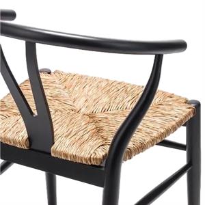 Wishbone Hasırlı Sandalye - Siyah