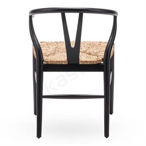 Wishbone Hasırlı Sandalye - Siyah