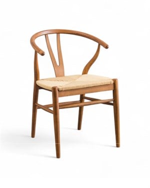 Wishbone İp Hasır Sandalye - Ceviz