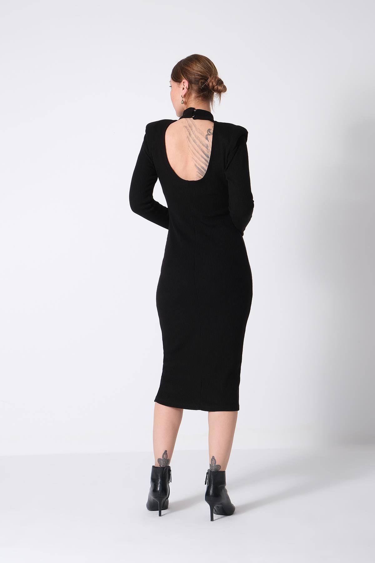 Boğazlı Triko Elbise