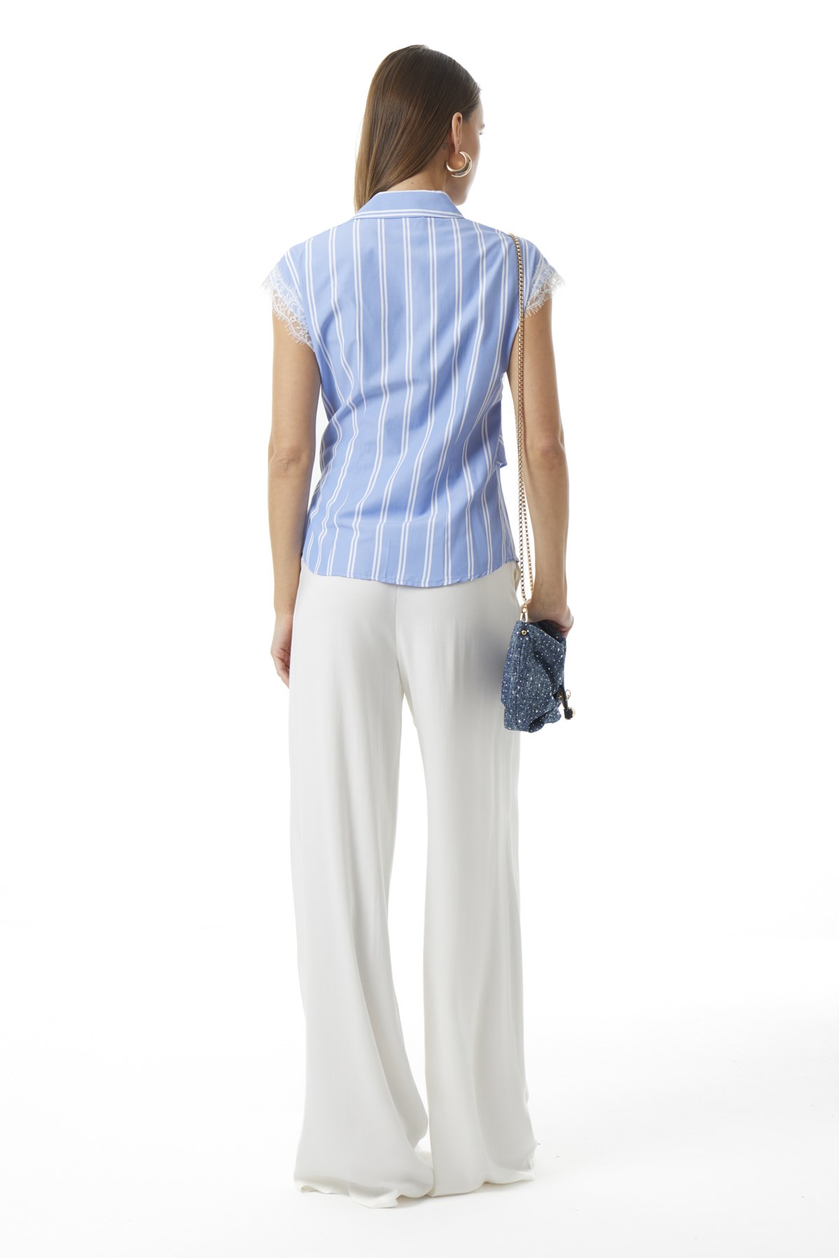 Çizgili Dantel Gömlek