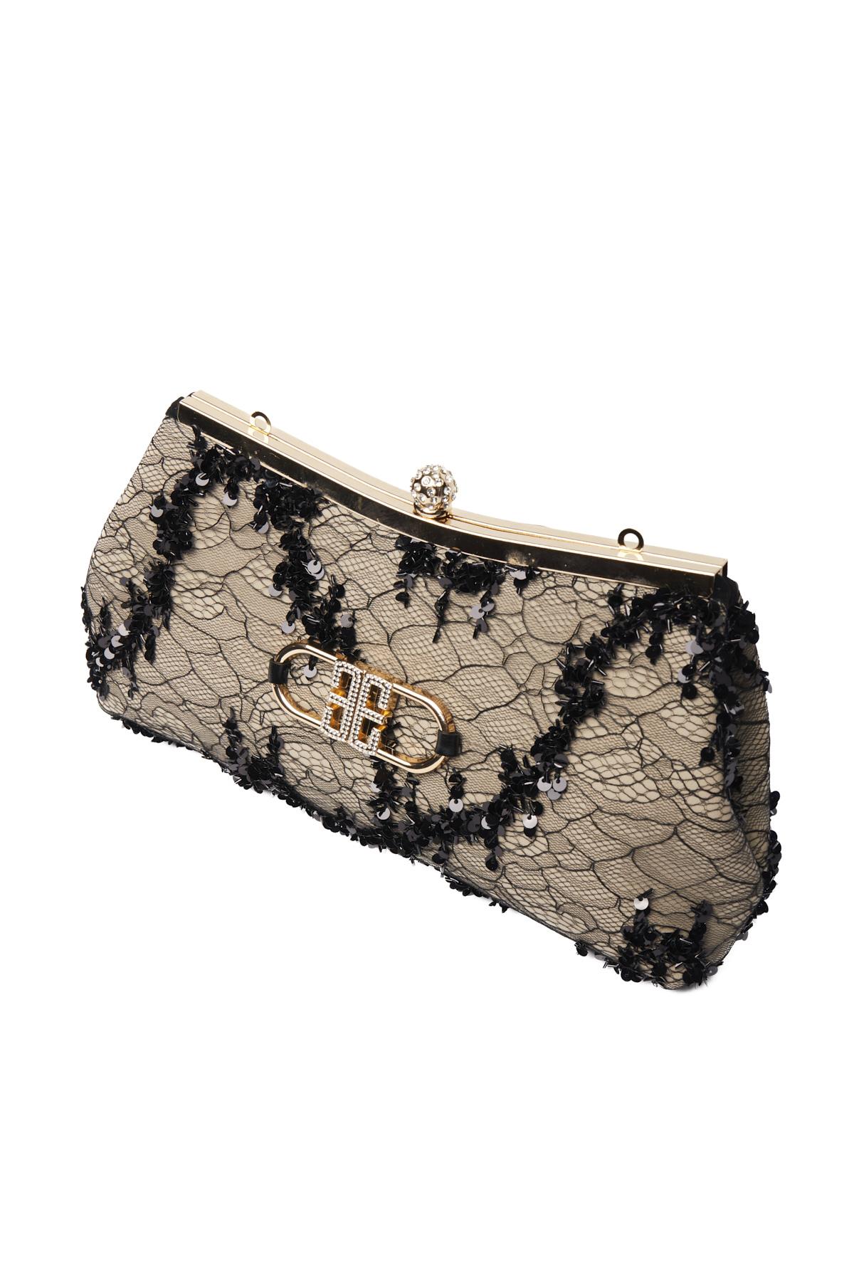 Dantel, Özel Tasarım, Kalın Zincir Askılı, Abiye, Gece Çanta