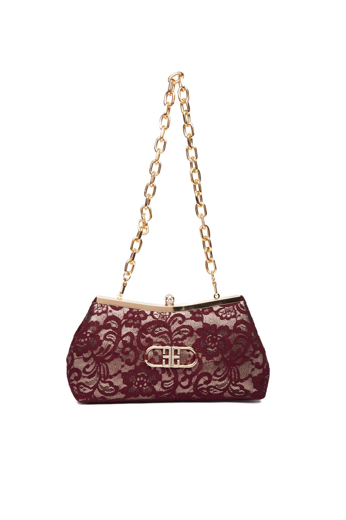 Dantel, Özel Tasarım, Kalın Zincir Askılı, Abiye, Gece Çanta