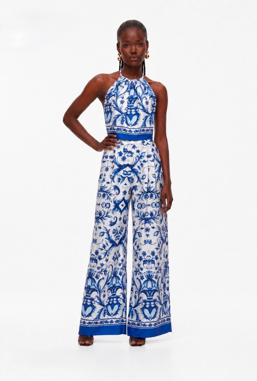 Desenli Bol Paça Pantolon