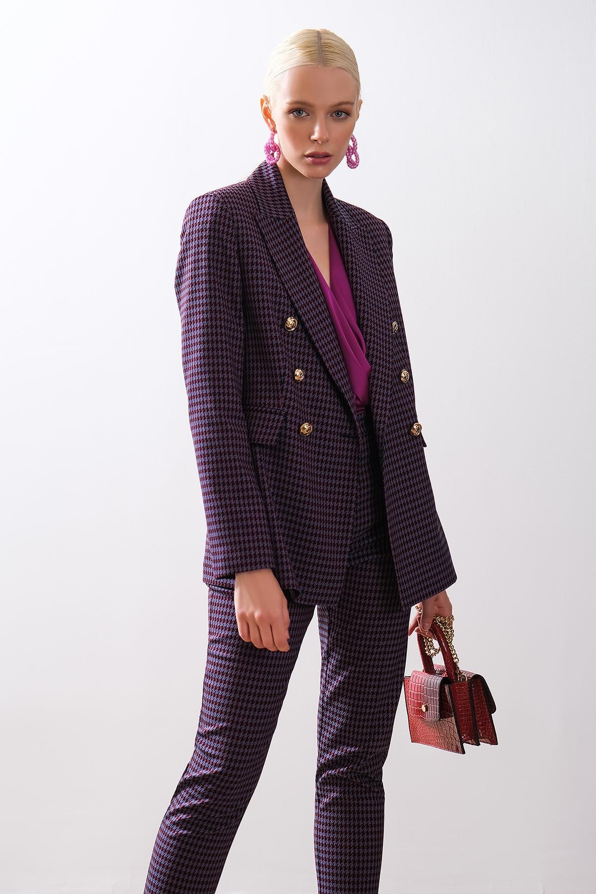 Desenli Dar Paçalı Pantolon