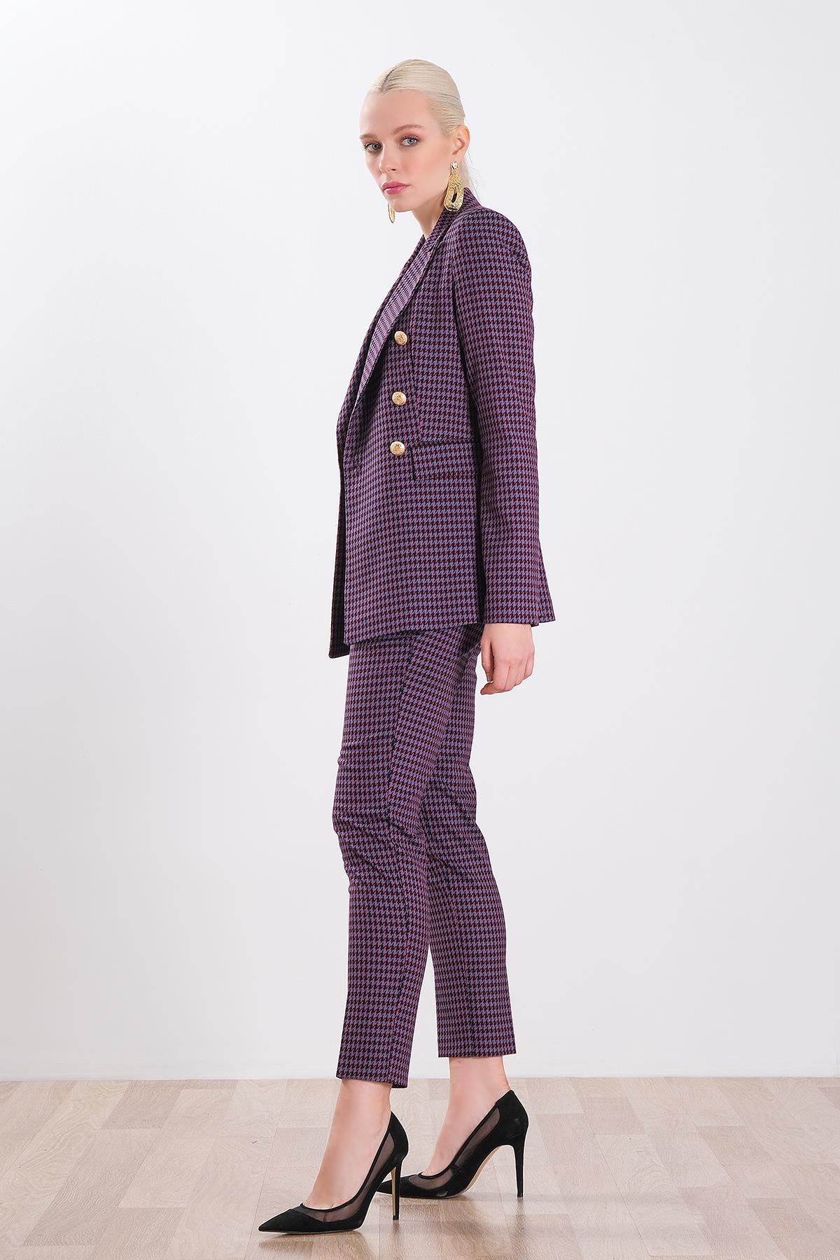 Desenli Dar Paçalı Pantolon