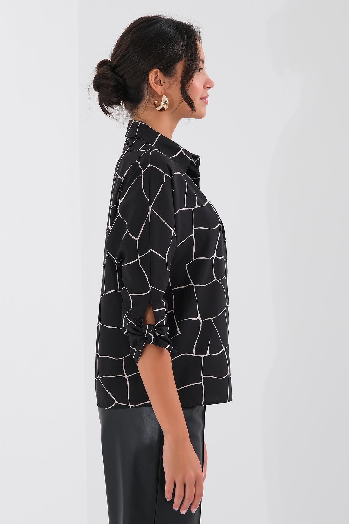 Desenli Saten Gömlek