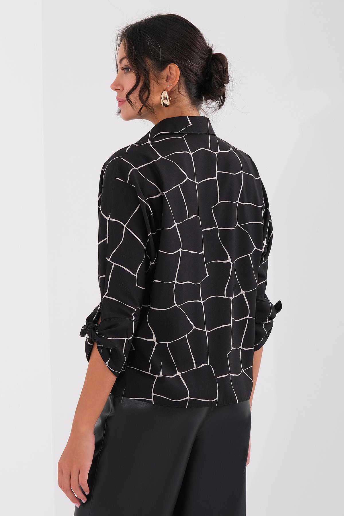 Desenli Saten Gömlek