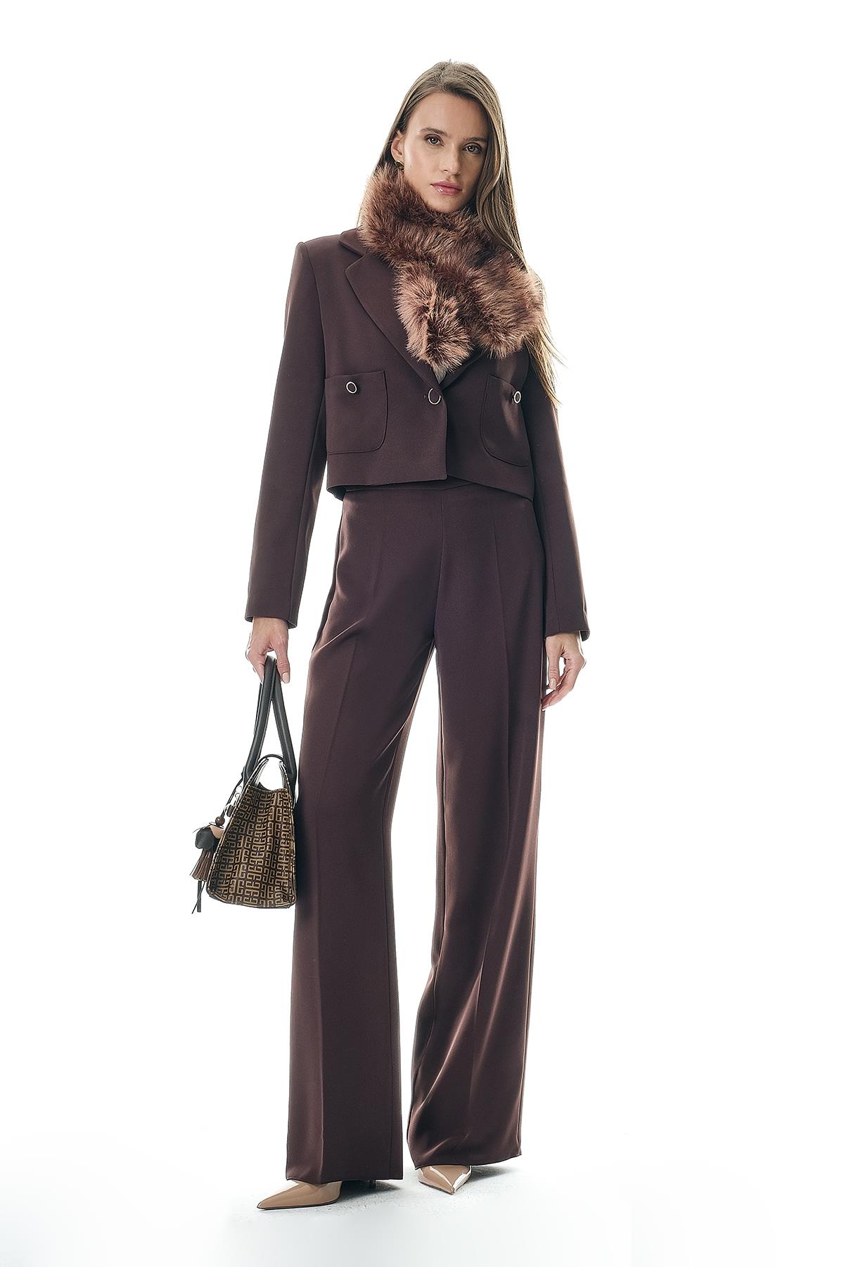 Dokulu Kısa Ceket Pantolon Takım