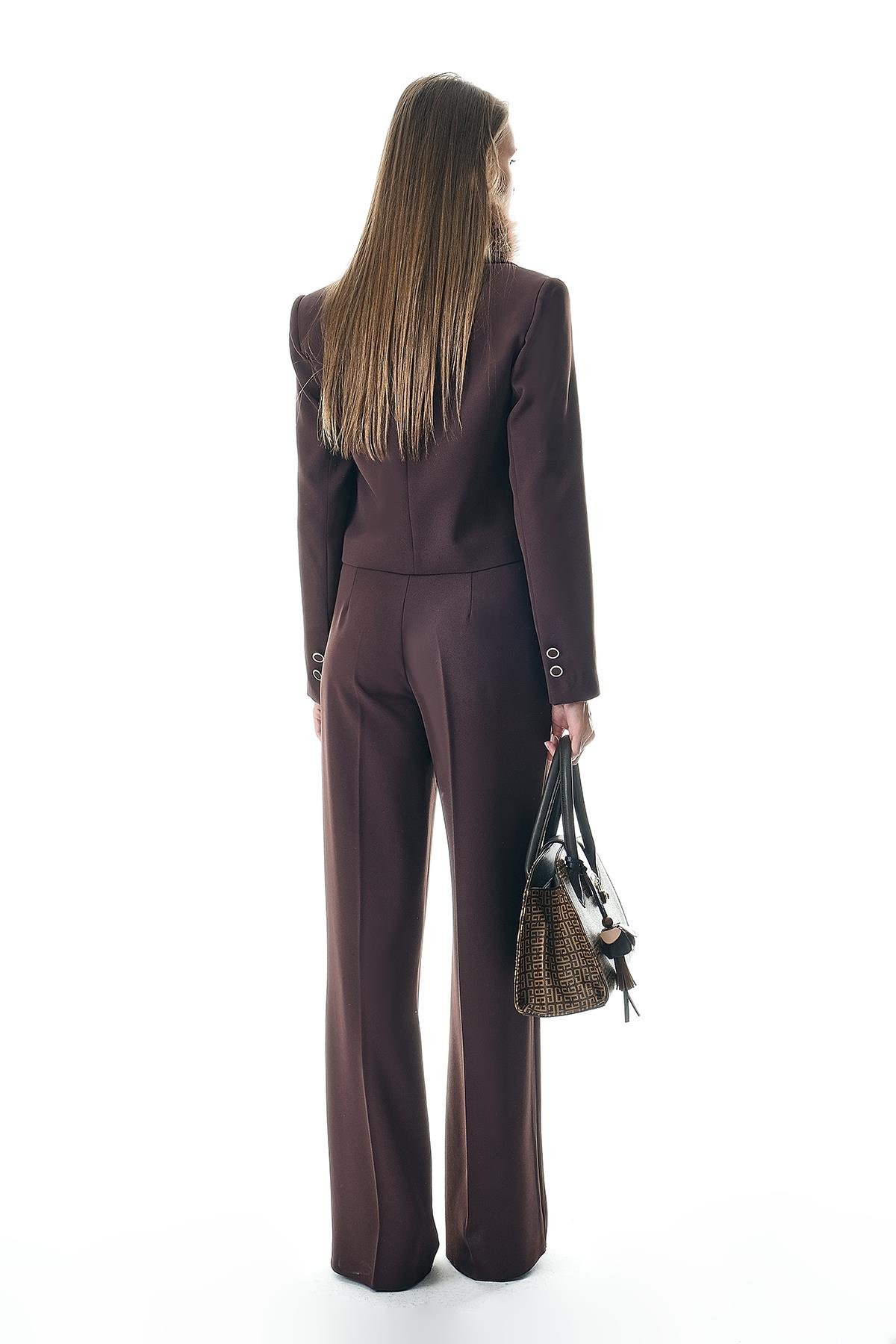 Dokulu Kısa Ceket Pantolon Takım