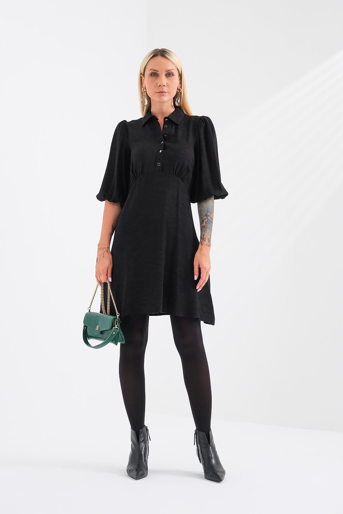 Düğme Detaylı Elbise