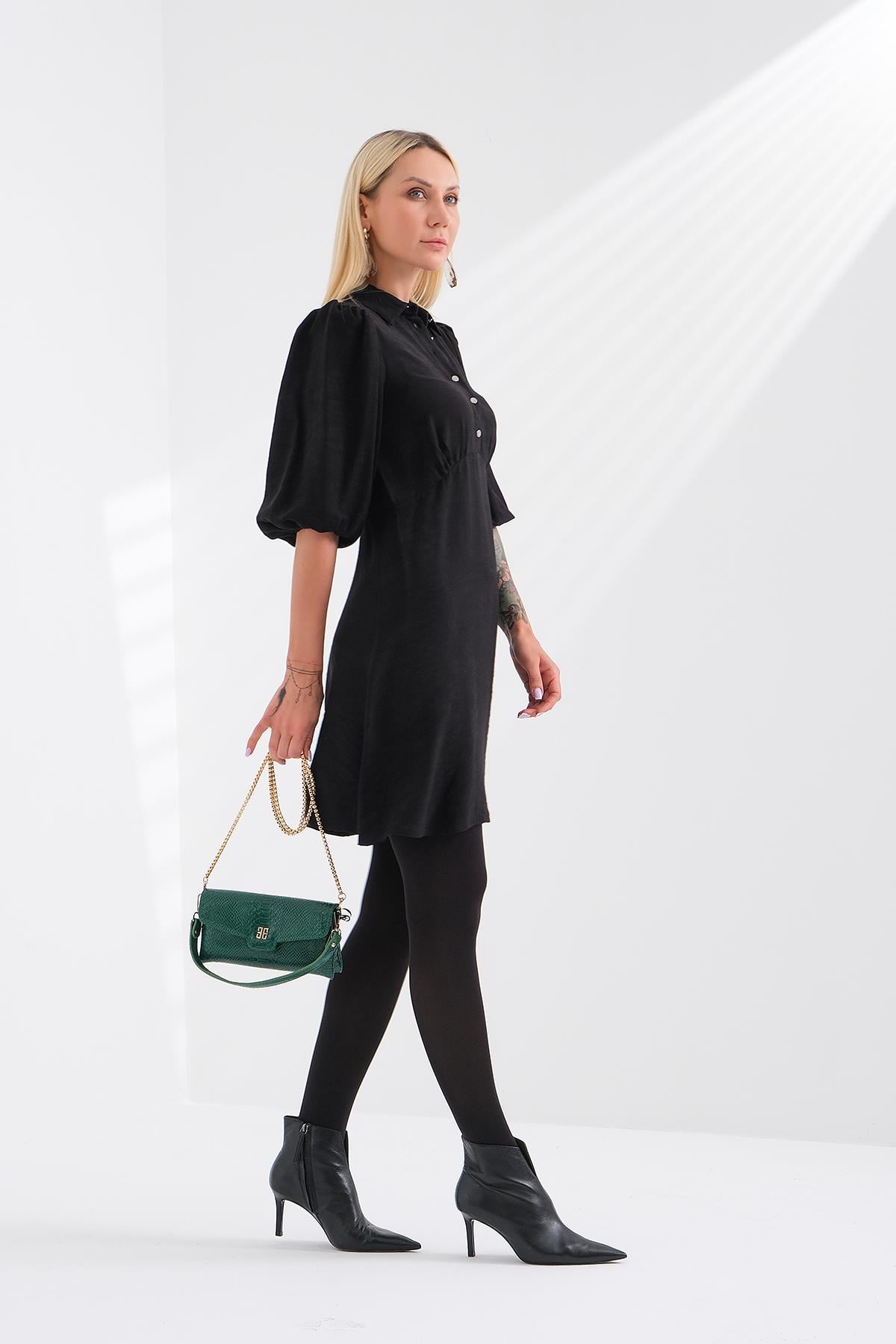 Düğme Detaylı Elbise