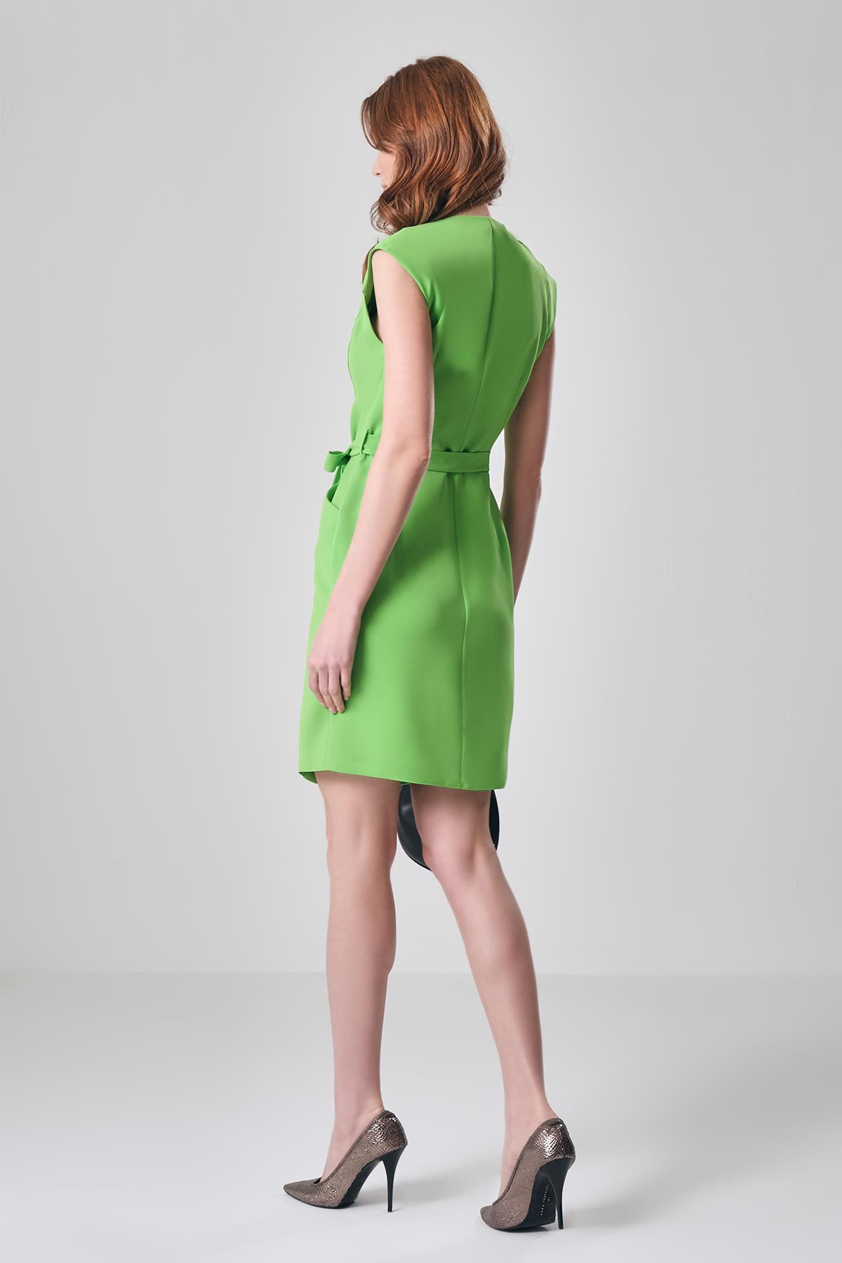 Gold Düğmeli Mini Ceket Elbise