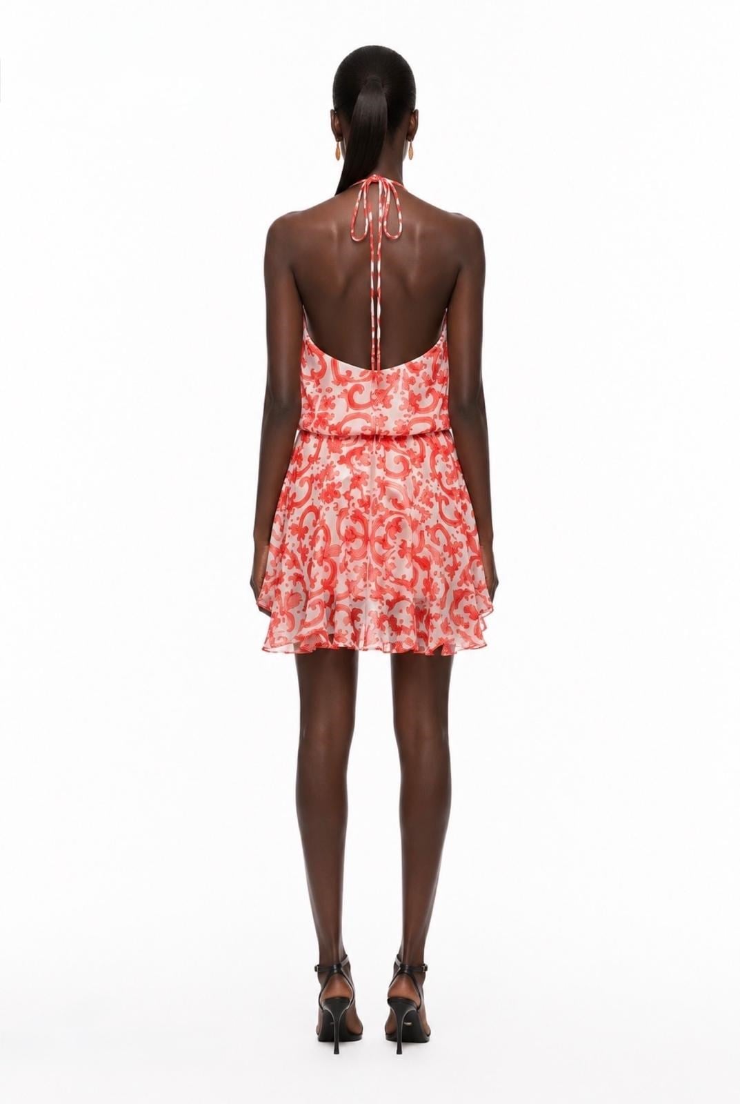Halter Yaka Desenli Elbise