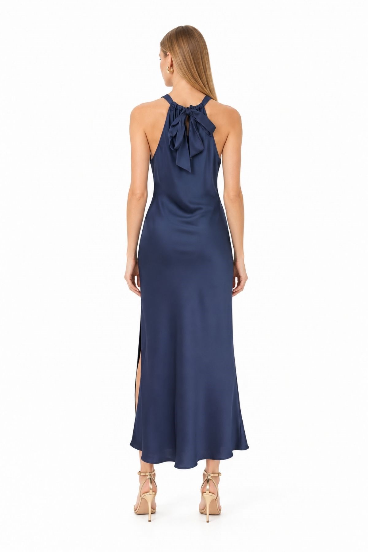 Halter Yaka Saten Elbise
