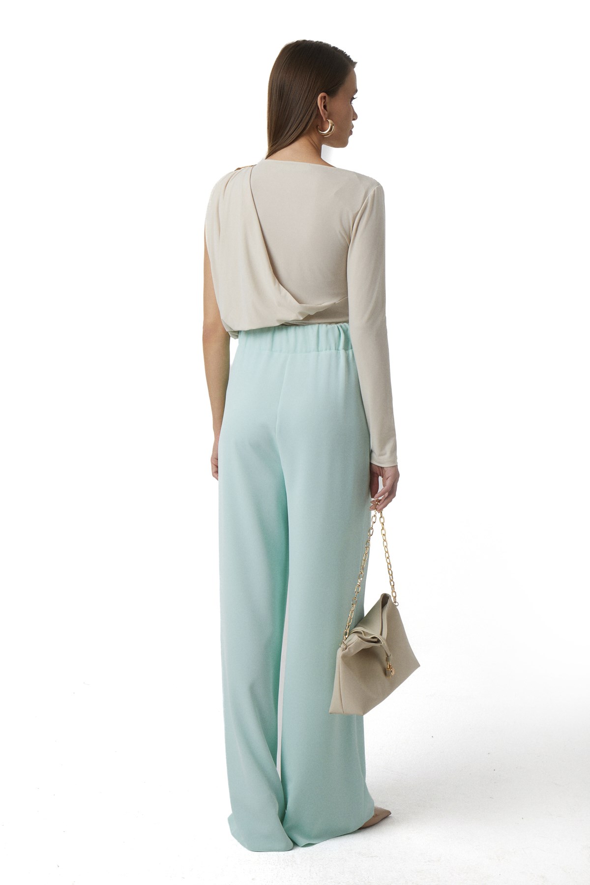 Kayık Yaka Tek Kollu Bluz