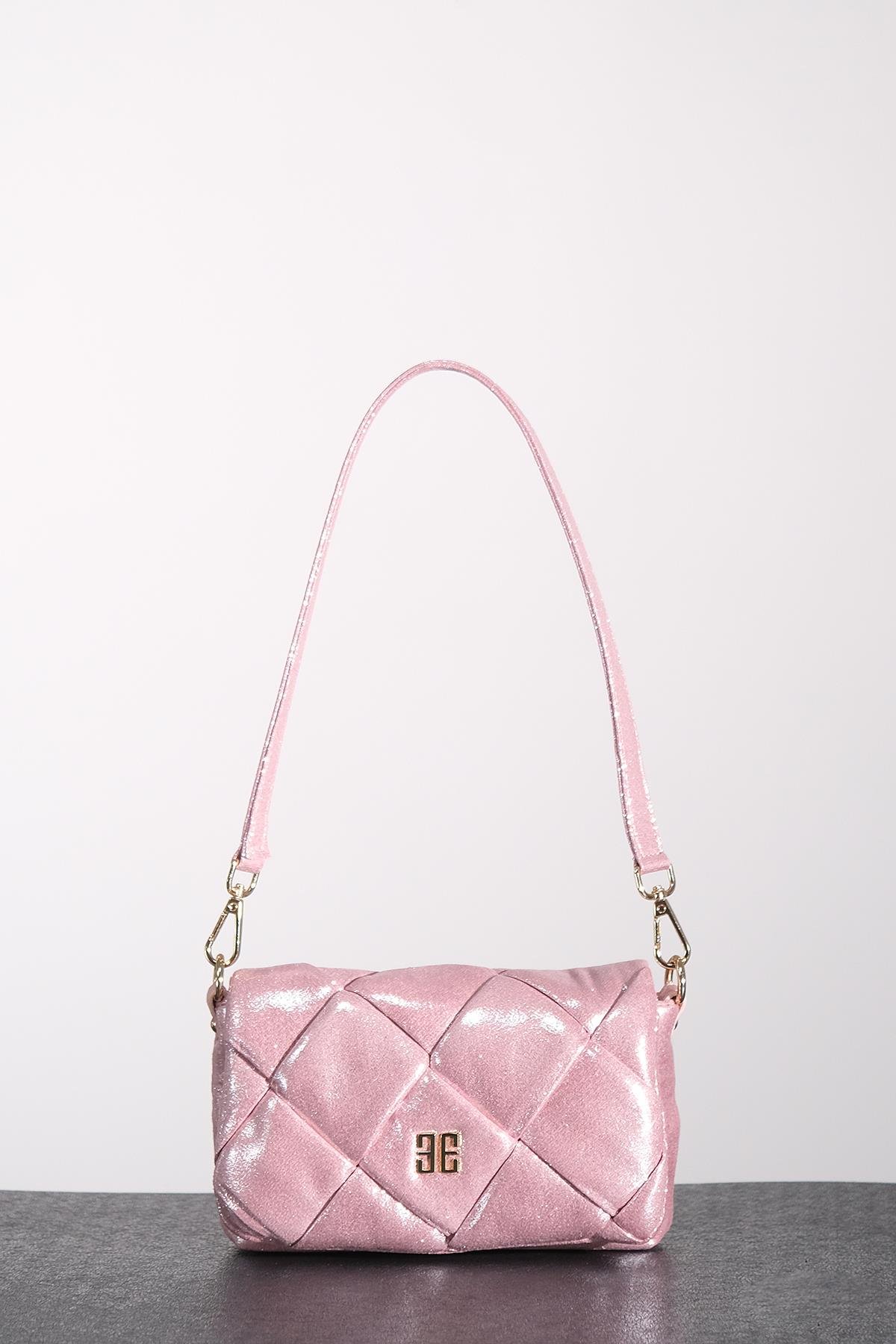 Parlak Özel Deri Mini Puf Abiye Çanta