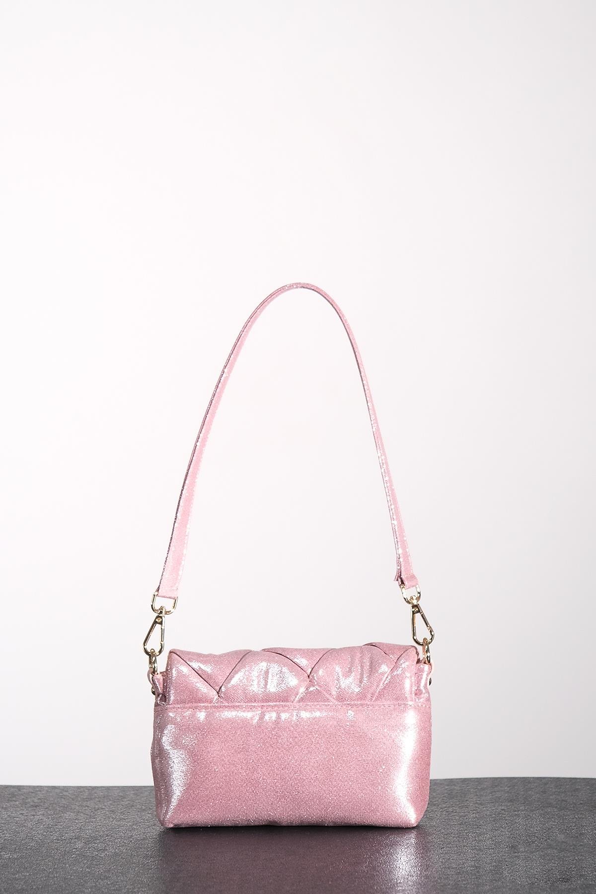 Parlak Özel Deri Mini Puf Abiye Çanta