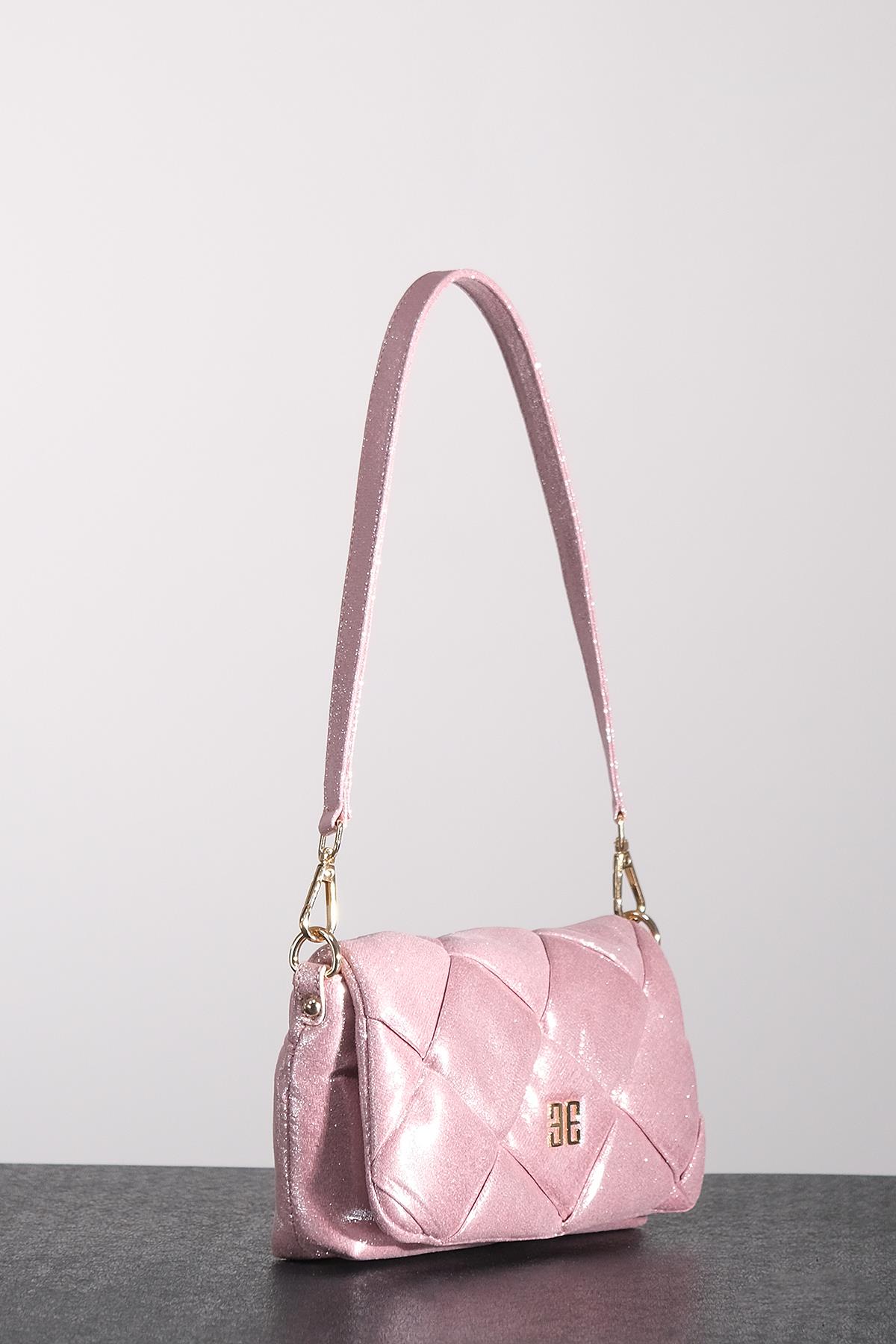 Parlak Özel Deri Mini Puf Abiye Çanta