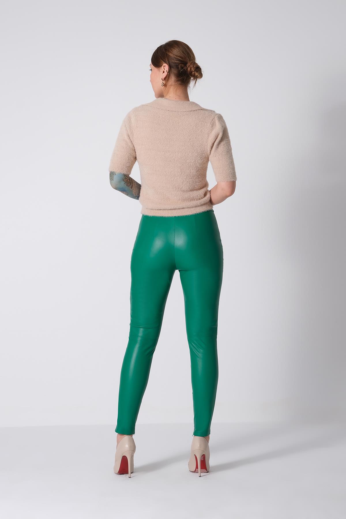 Suni Deri Skinny Pantolon