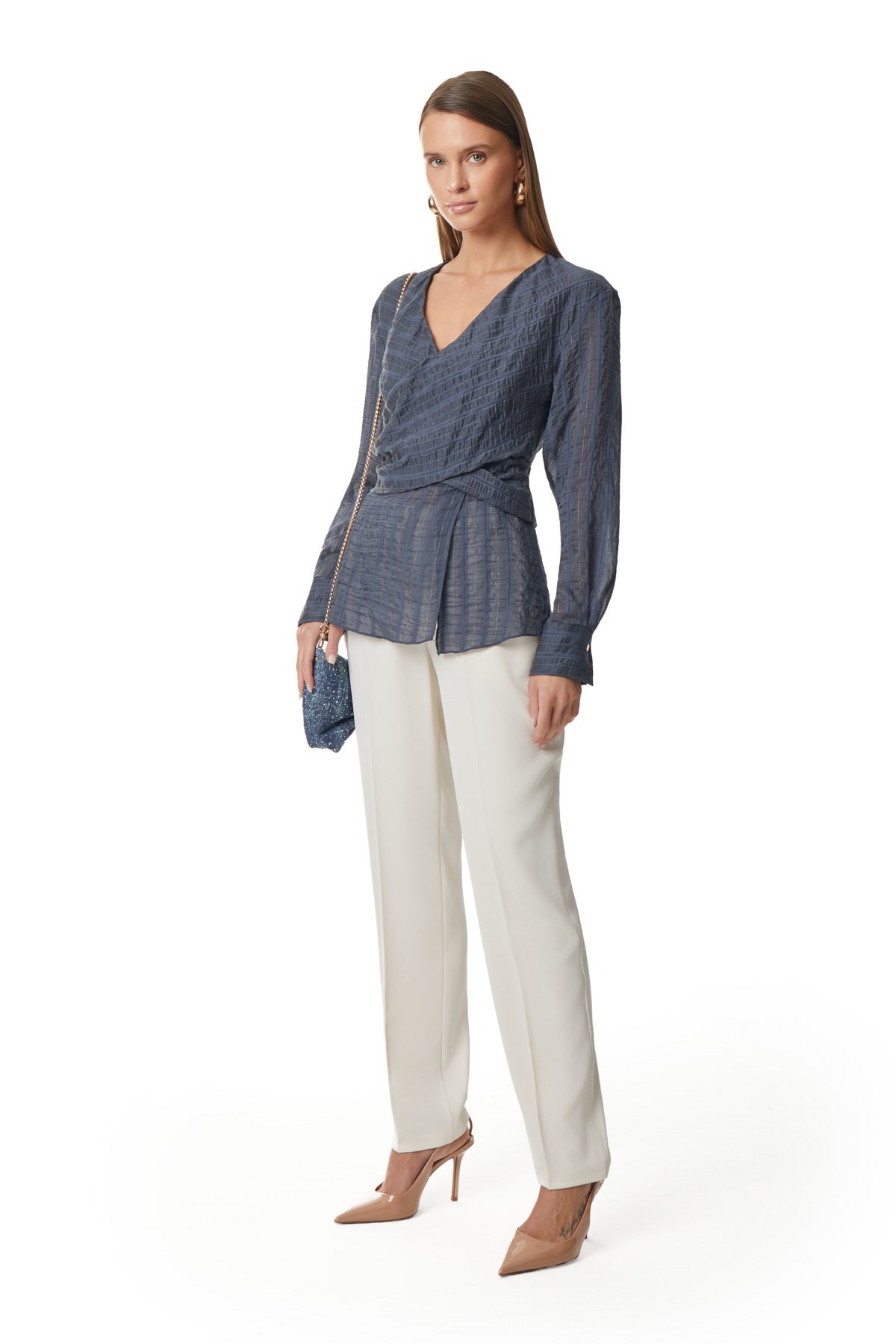 Uzun Kollu V Yaka Bluz