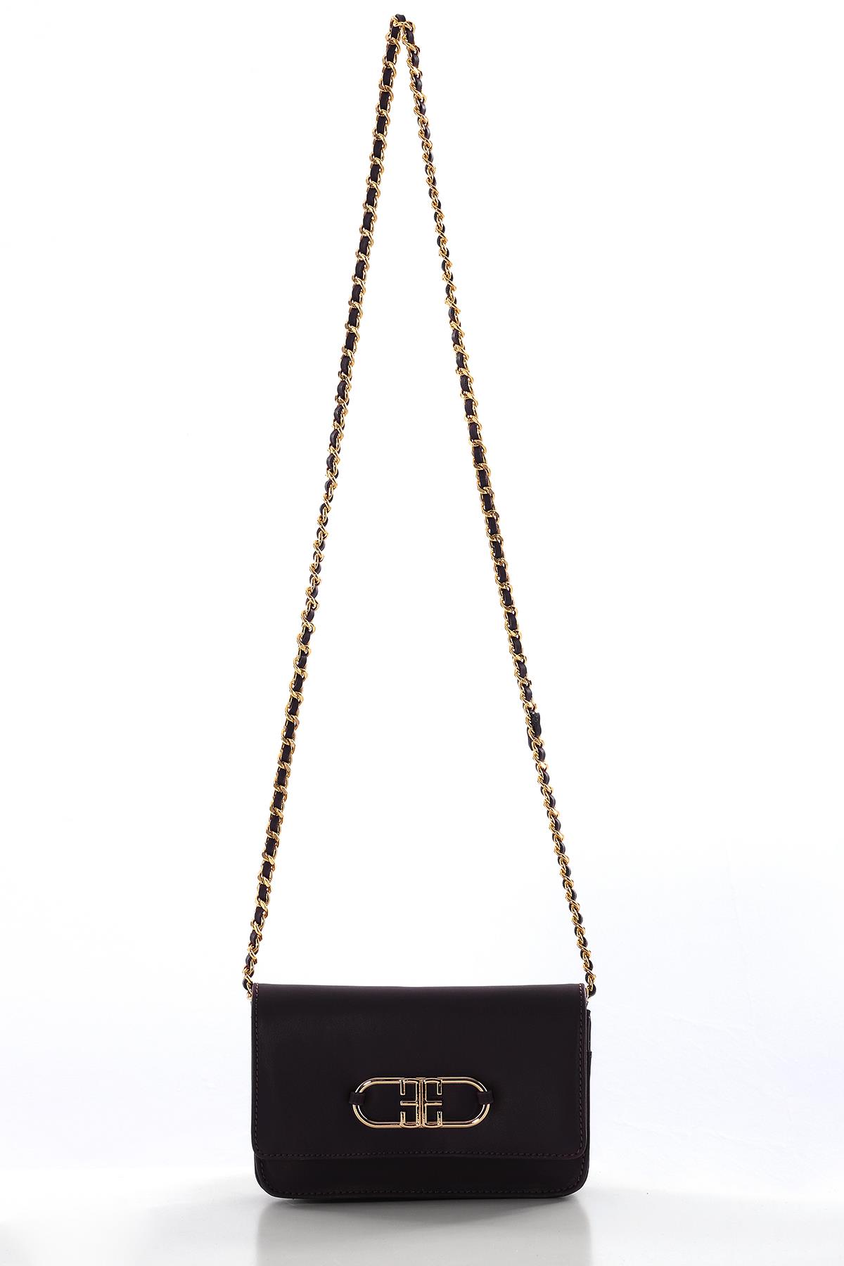 Vegan Deri, Gündüz Gece Kullanışlı, Zincirli,  Şık Cüzdan Çanta