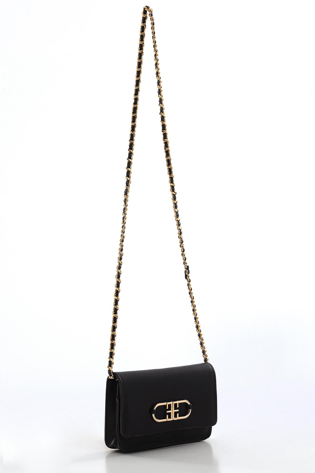 Vegan Deri, Gündüz Gece Kullanışlı, Zincirli,  Şık Cüzdan Çanta