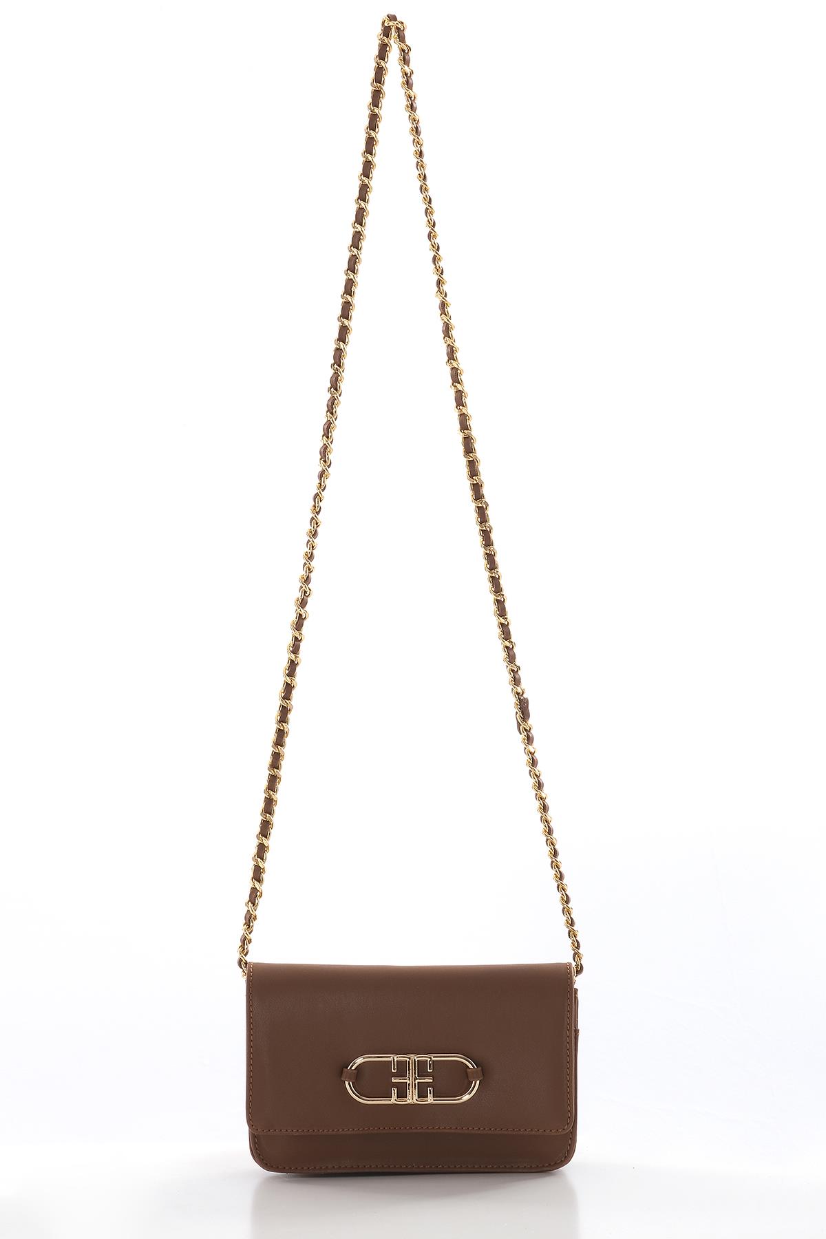 Vegan Deri, Gündüz Gece Kullanışlı, Zincirli,  Şık Cüzdan Çanta