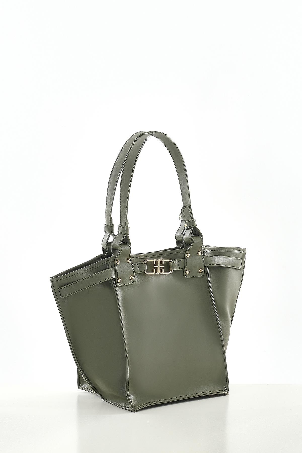 Vegan Deri, Tasarım Askı Detaylı, Geniş İç Hacimli, El ,Omuz Çanta