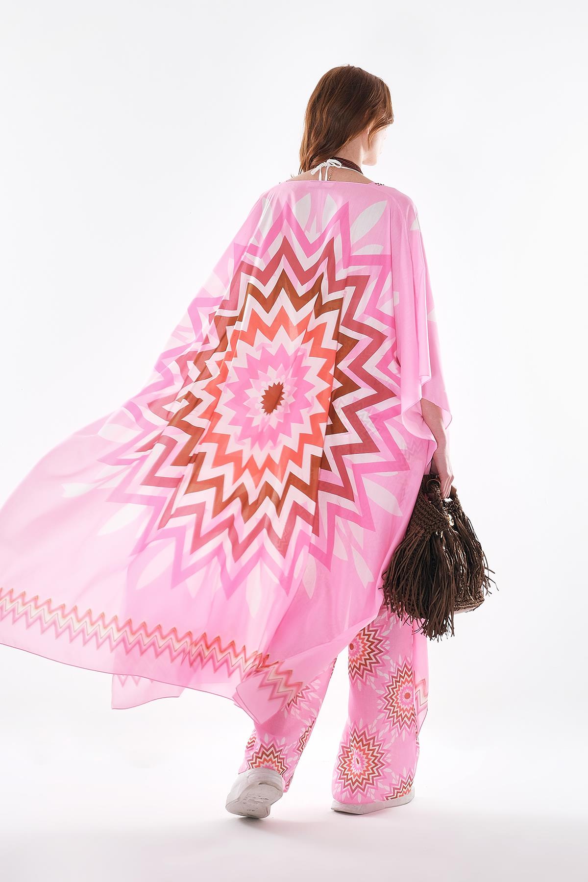 Vual  Kimono Ve Keten Bol Paça Pantolon Takım