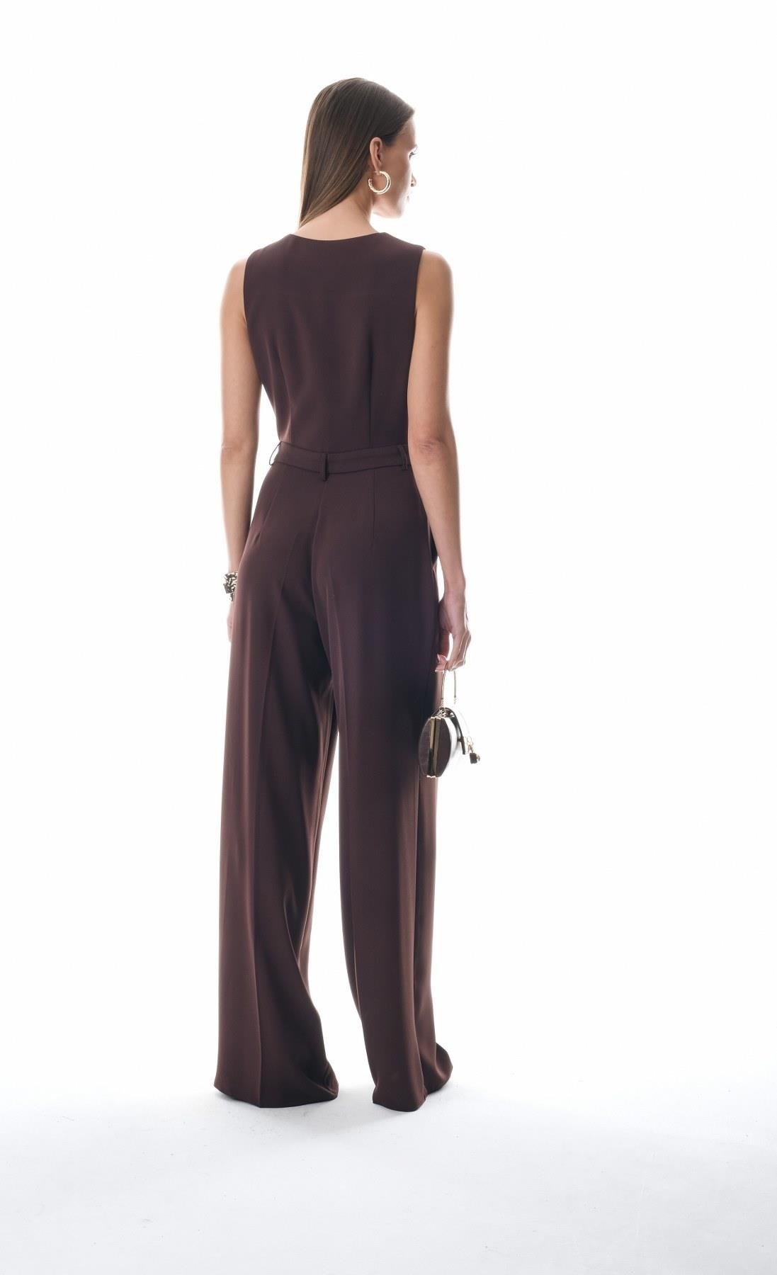 Yelek Görünümlü Gold Düğmeli Tulum