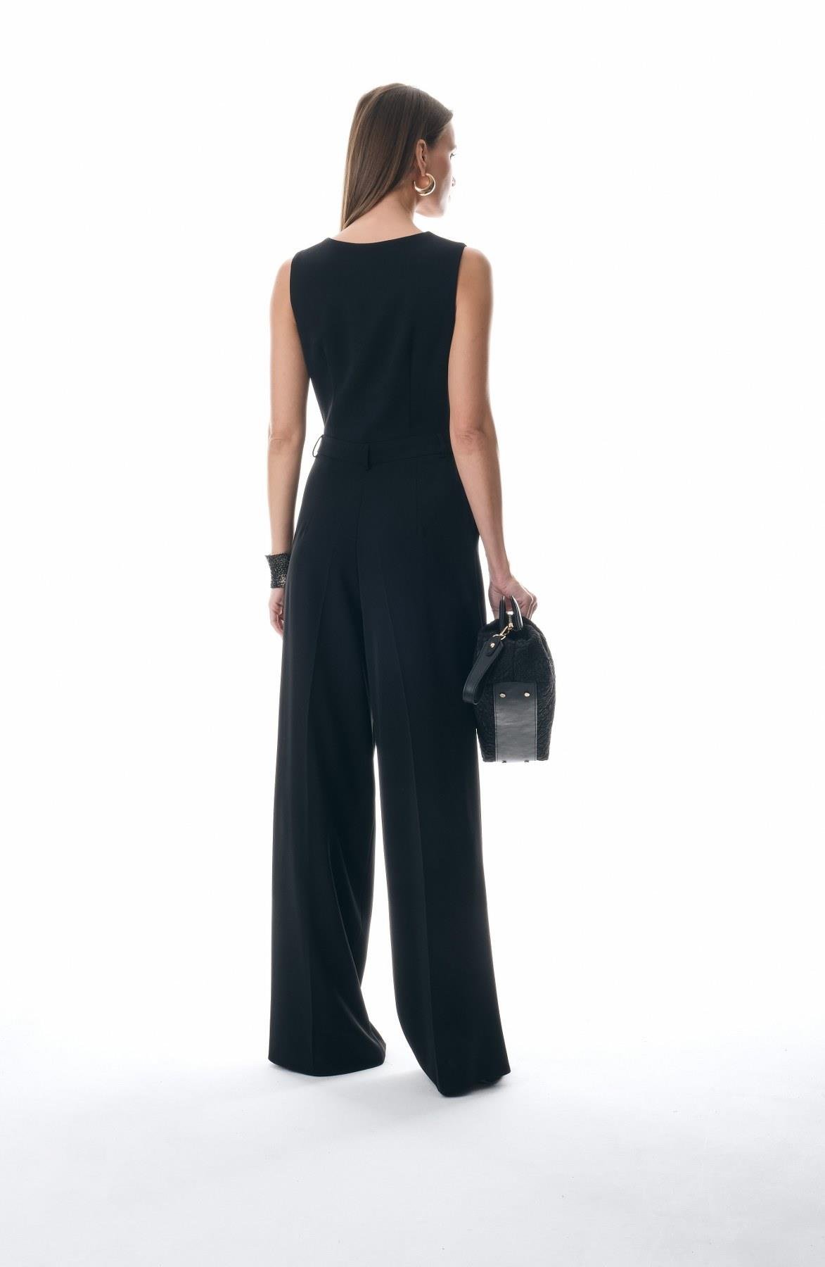 Yelek Görünümlü Gold Düğmeli Tulum