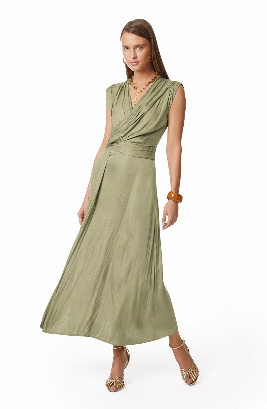 Yırtmaçlı Ve Drape Detaylı Elbise