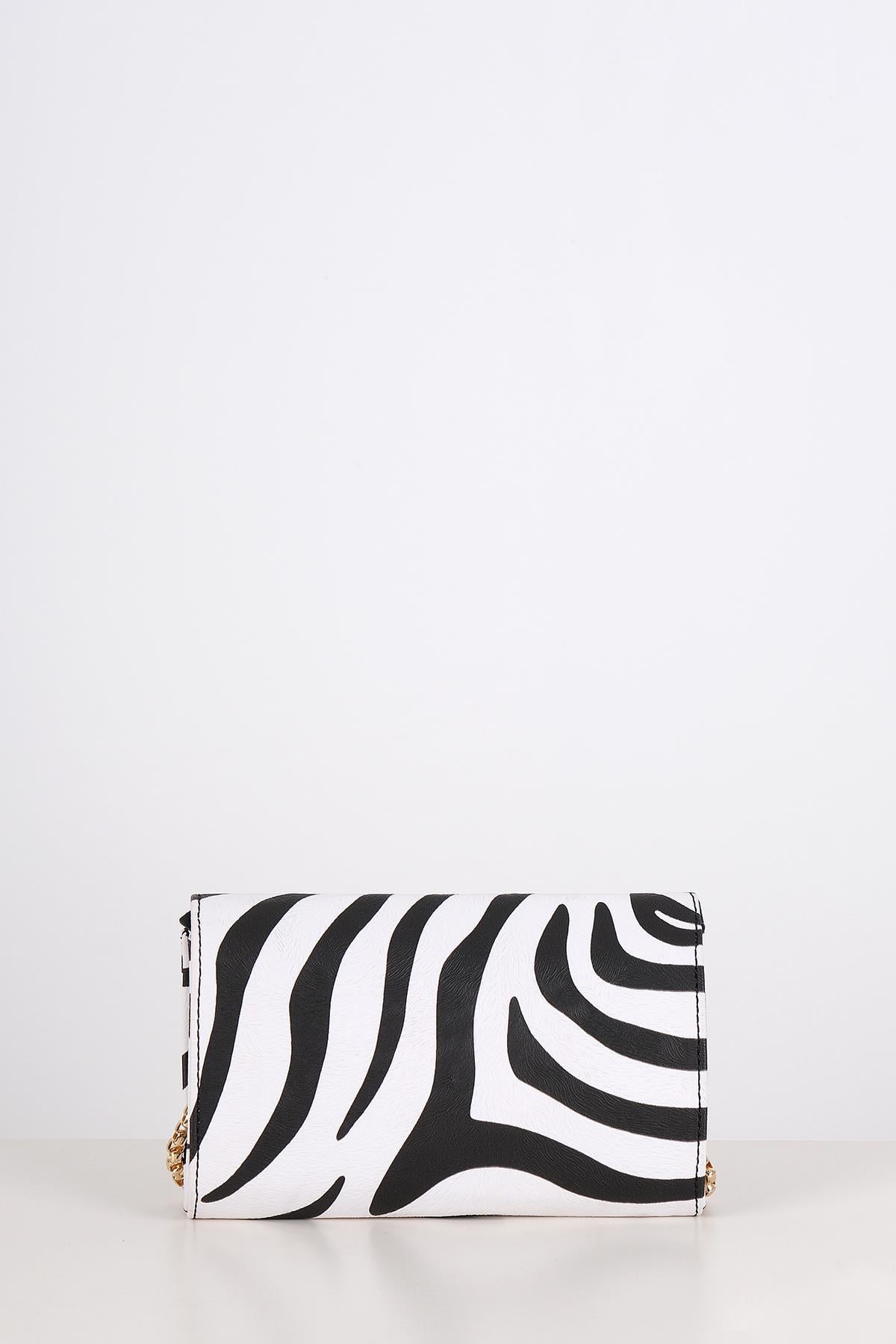 Zebra Desenli Metal Logolu Clutch Çanta(Kampanyalı Ürün)