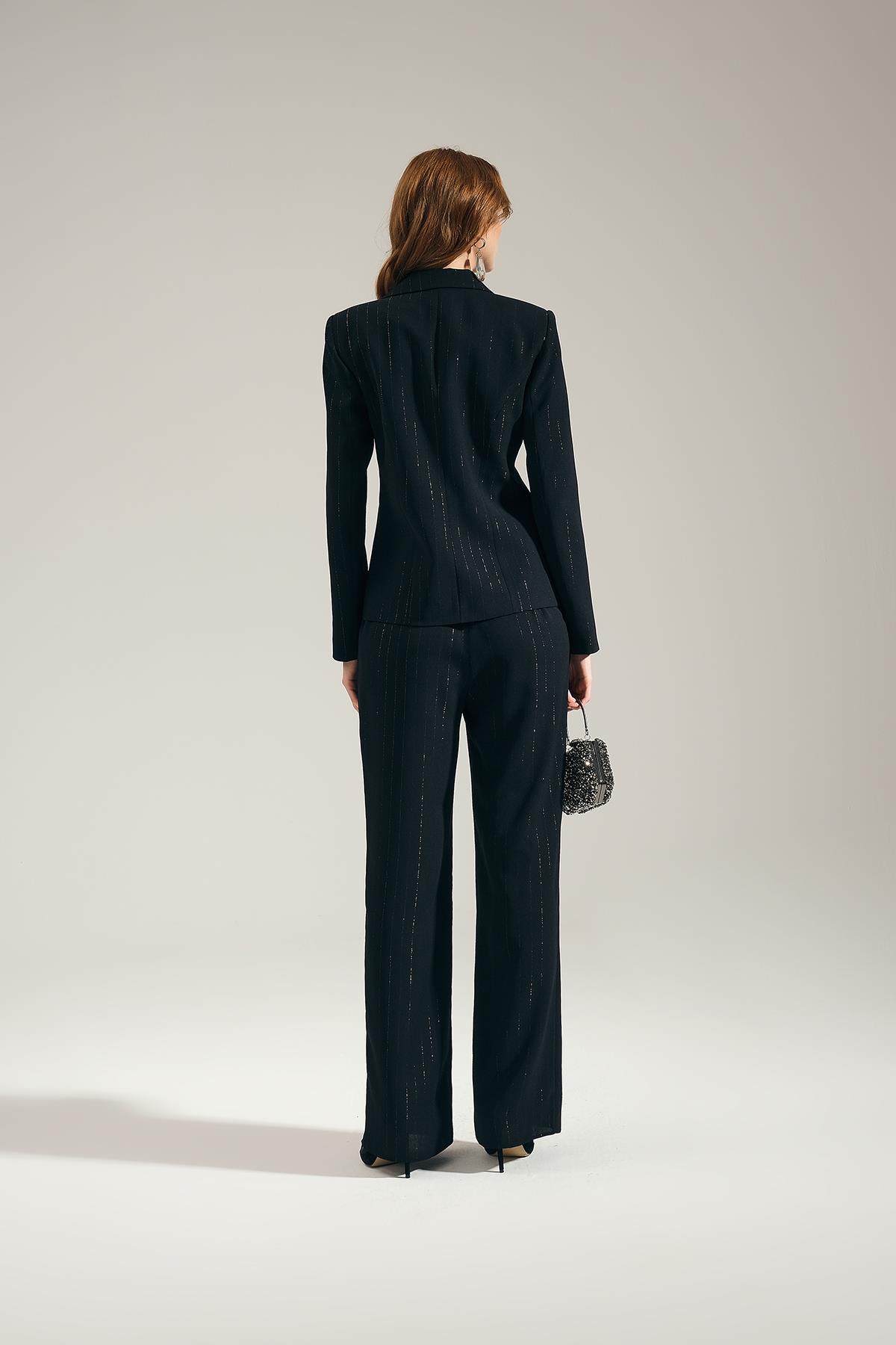 Çizgili Yelek Pantolon Takım