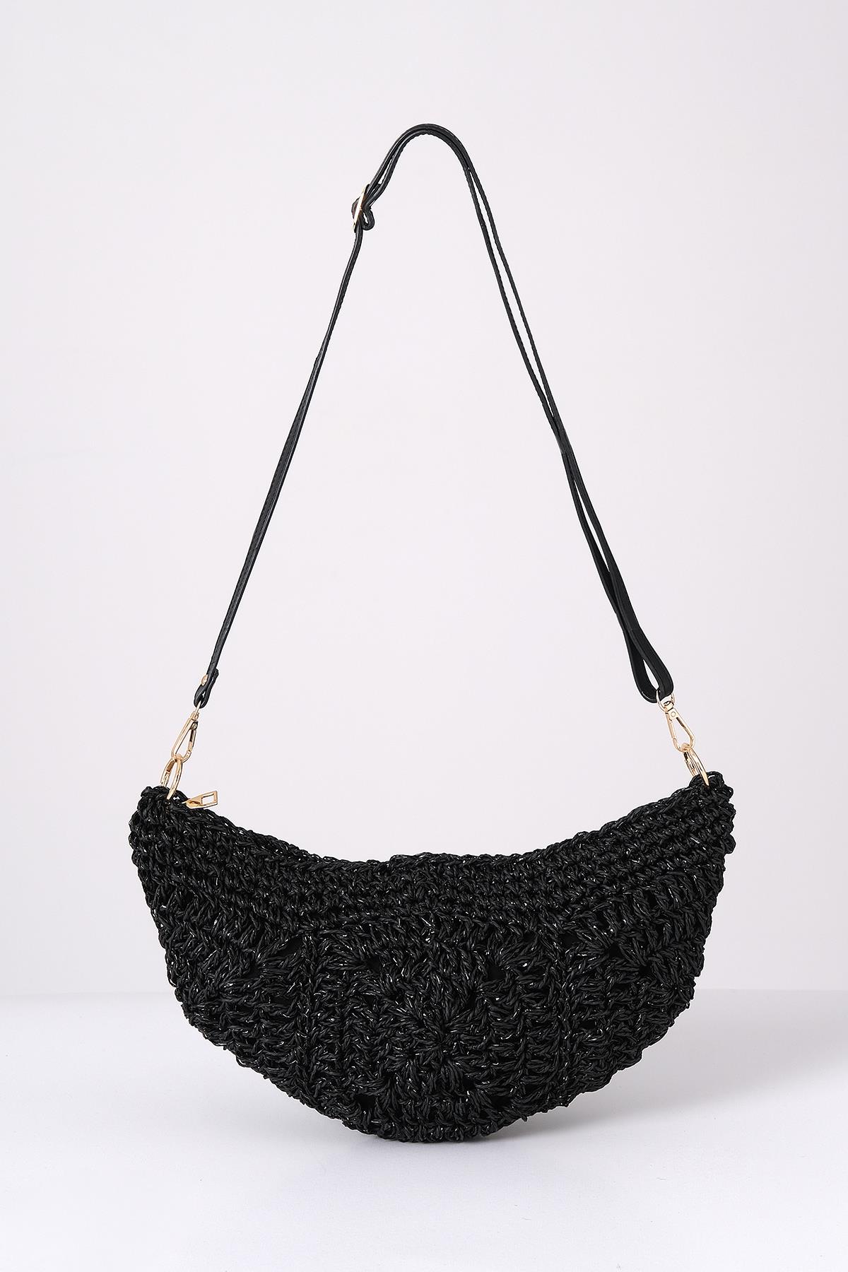 Askılı Simli El Örgü Şık Çanta