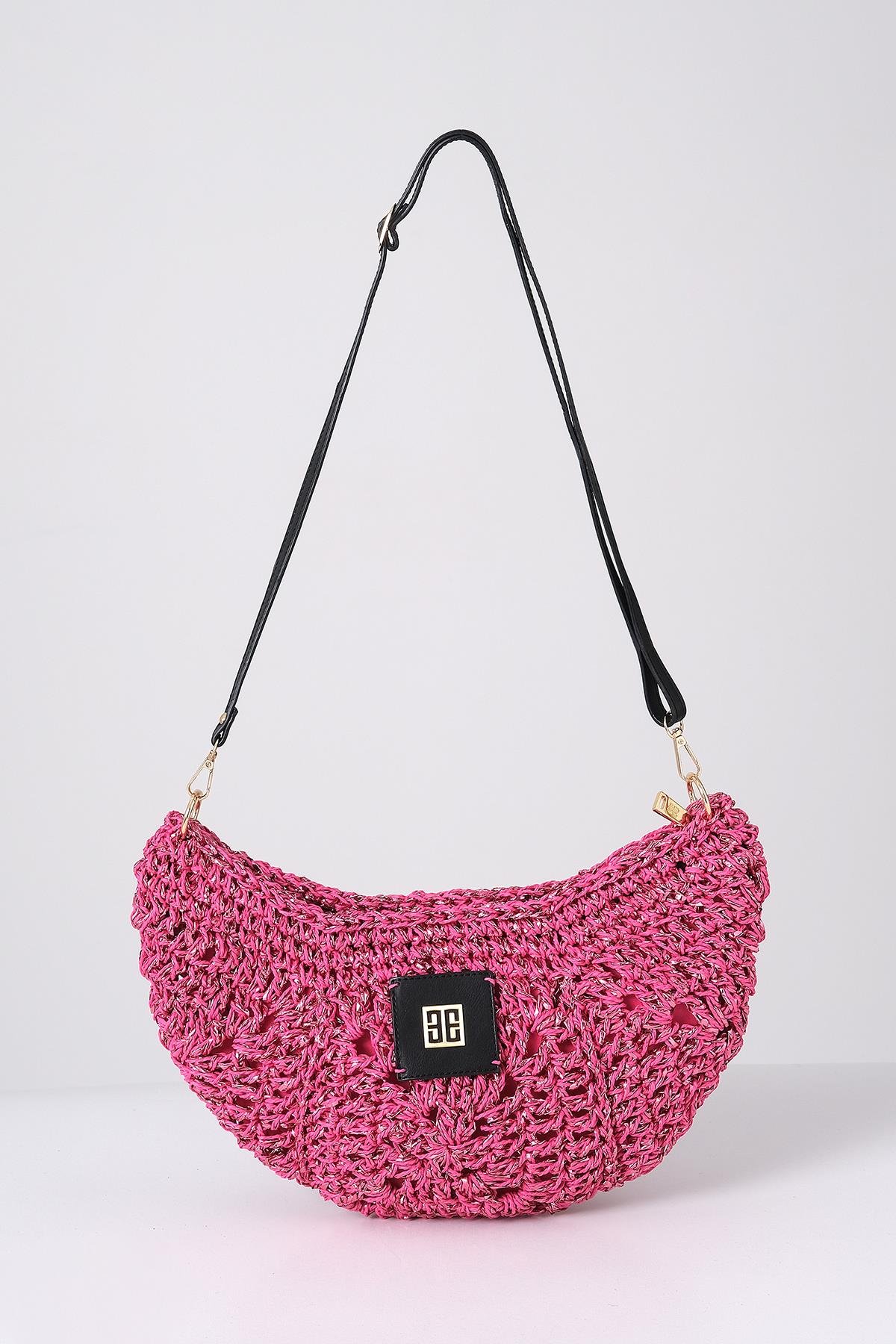 Askılı Simli El Örgü Şık Çanta