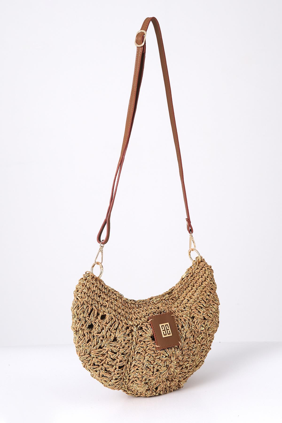 Askılı Simli El Örgü Şık Çanta