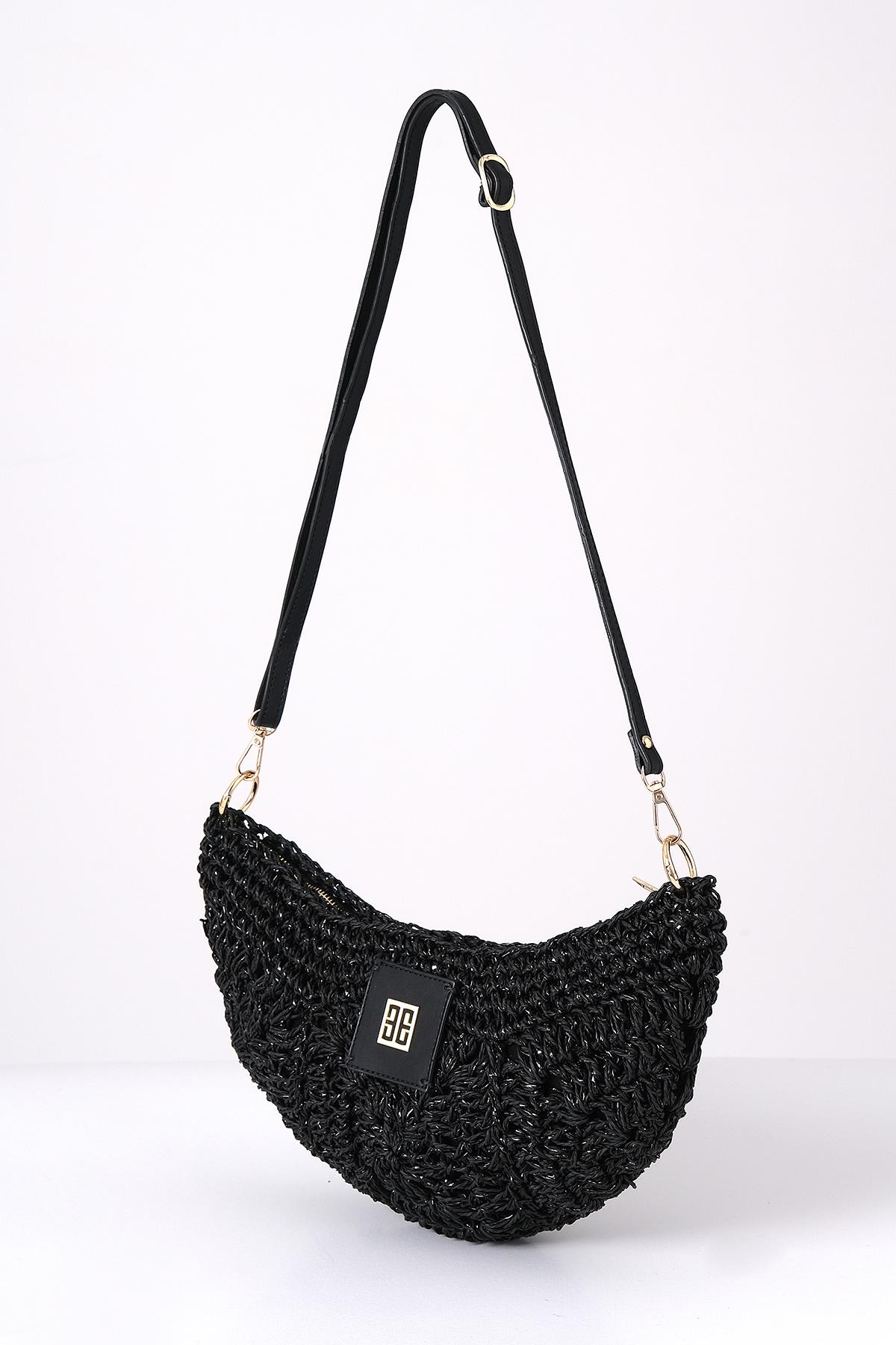 Askılı Simli El Örgü Şık Çanta