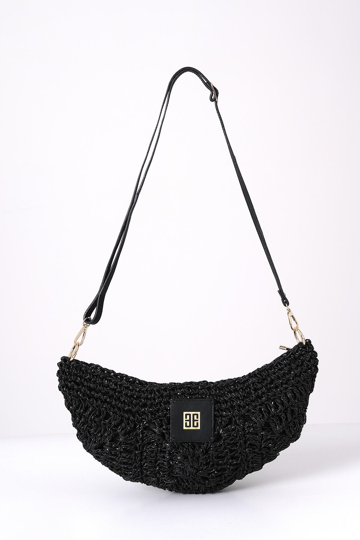 Askılı Simli El Örgü Şık Çanta