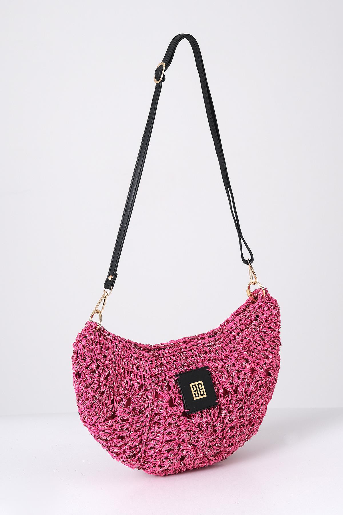 Askılı Simli El Örgü Şık Çanta