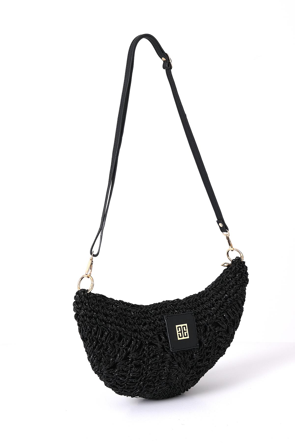 Askılı Simli El Örgü Şık Çanta