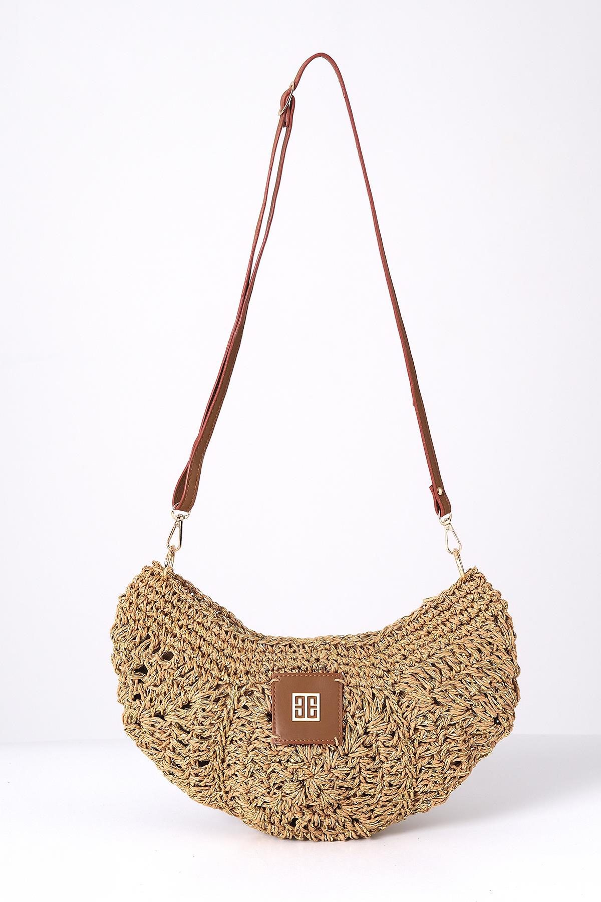 Askılı Simli El Örgü Şık Çanta