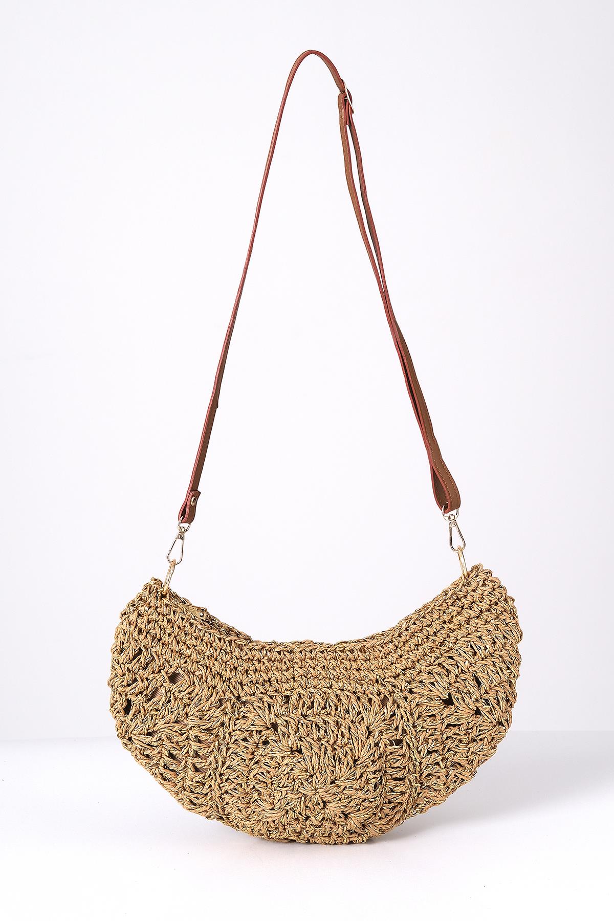 Askılı Simli El Örgü Şık Çanta