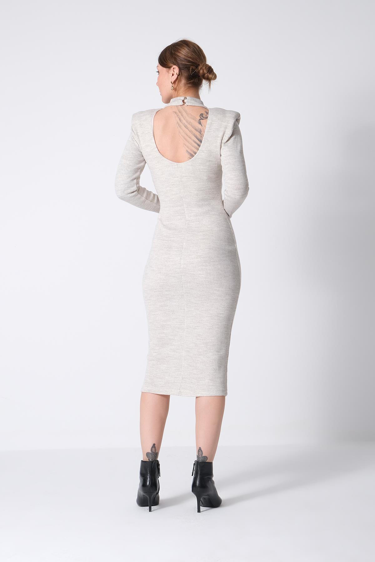 Boğazlı Triko Elbise