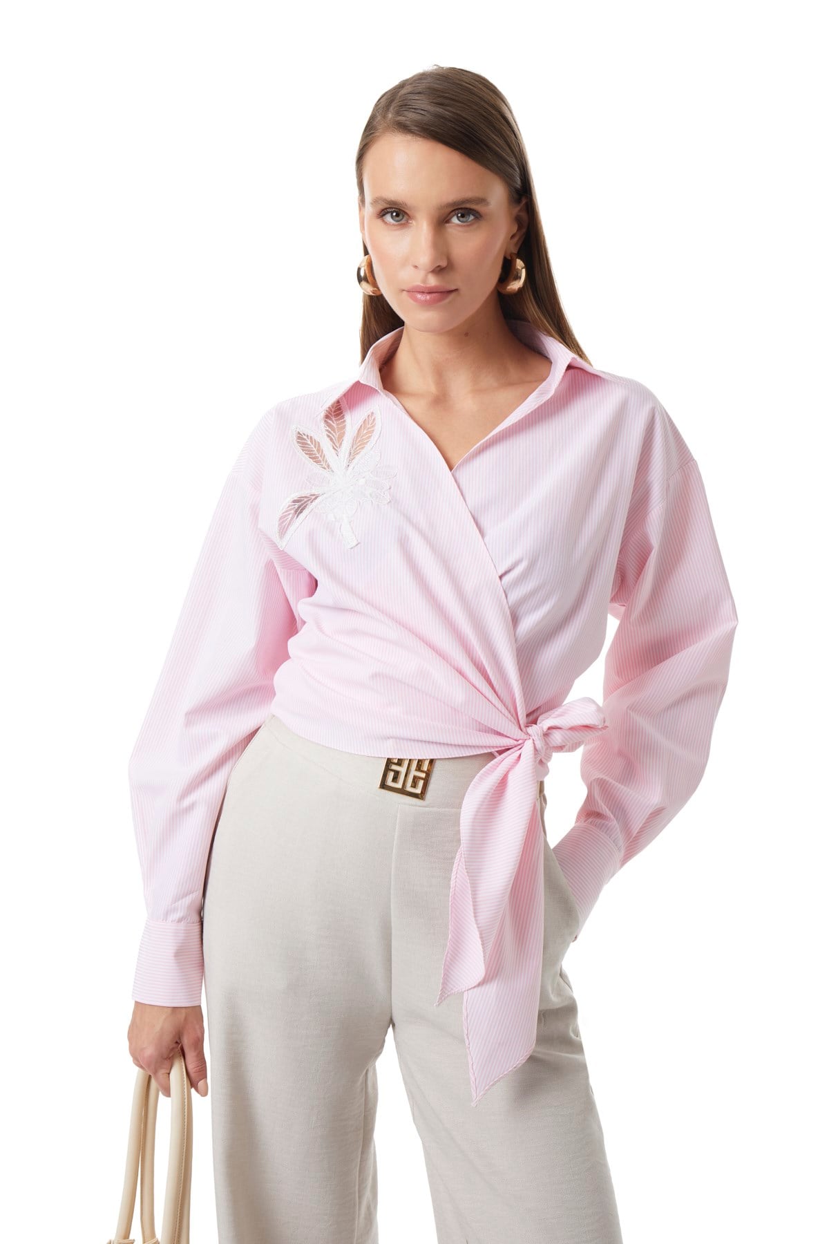 Çizgili Bağlamalı Gömlek